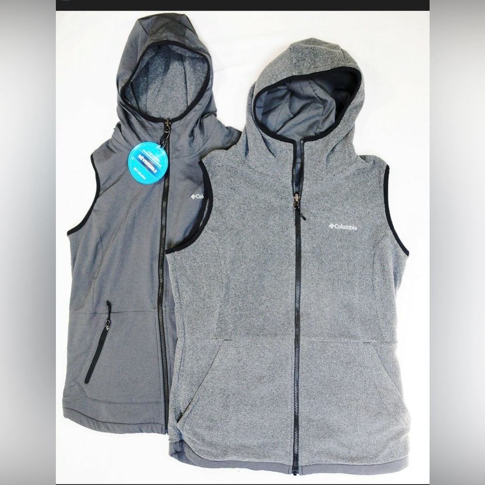 Columbia Bell Trail Reversible Hooded Softshell Vest Women’s Medium Gray